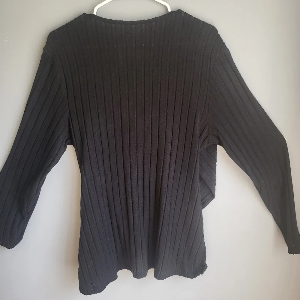 SHEIN black ribbed faux wrap sweater - Picture 2 of 4